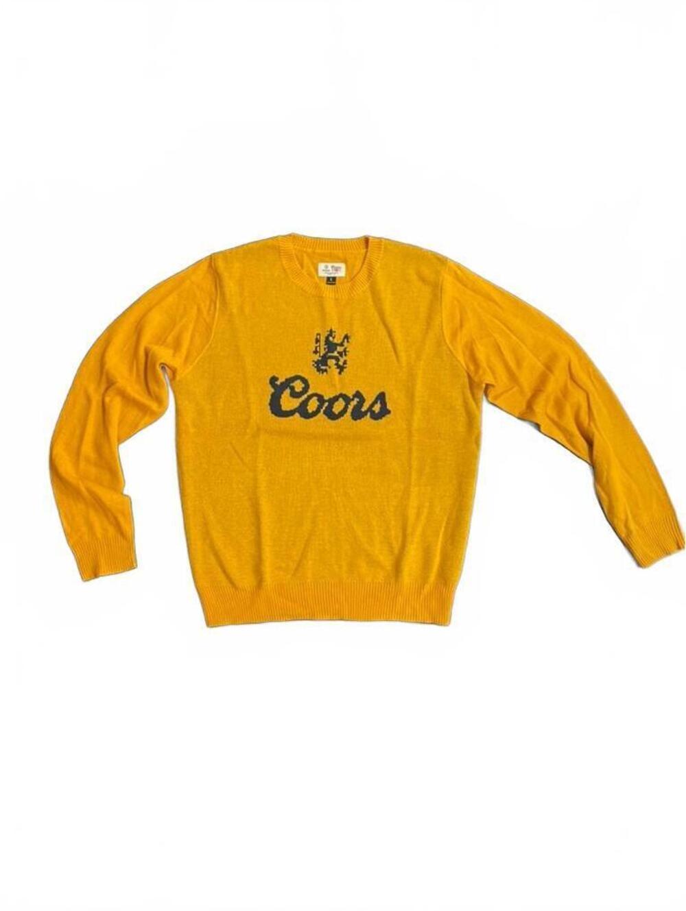 Brixton Coors Banquet Friendly Union Yellow Wool Blend Sweater Large